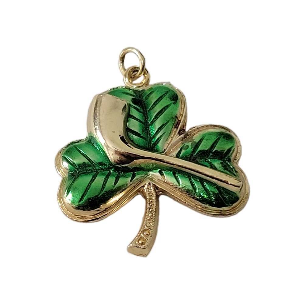 Vintage St. Patrick's Clover Pendant Lucky Irish Ireland Gold Tone 1.25" X 1.25"